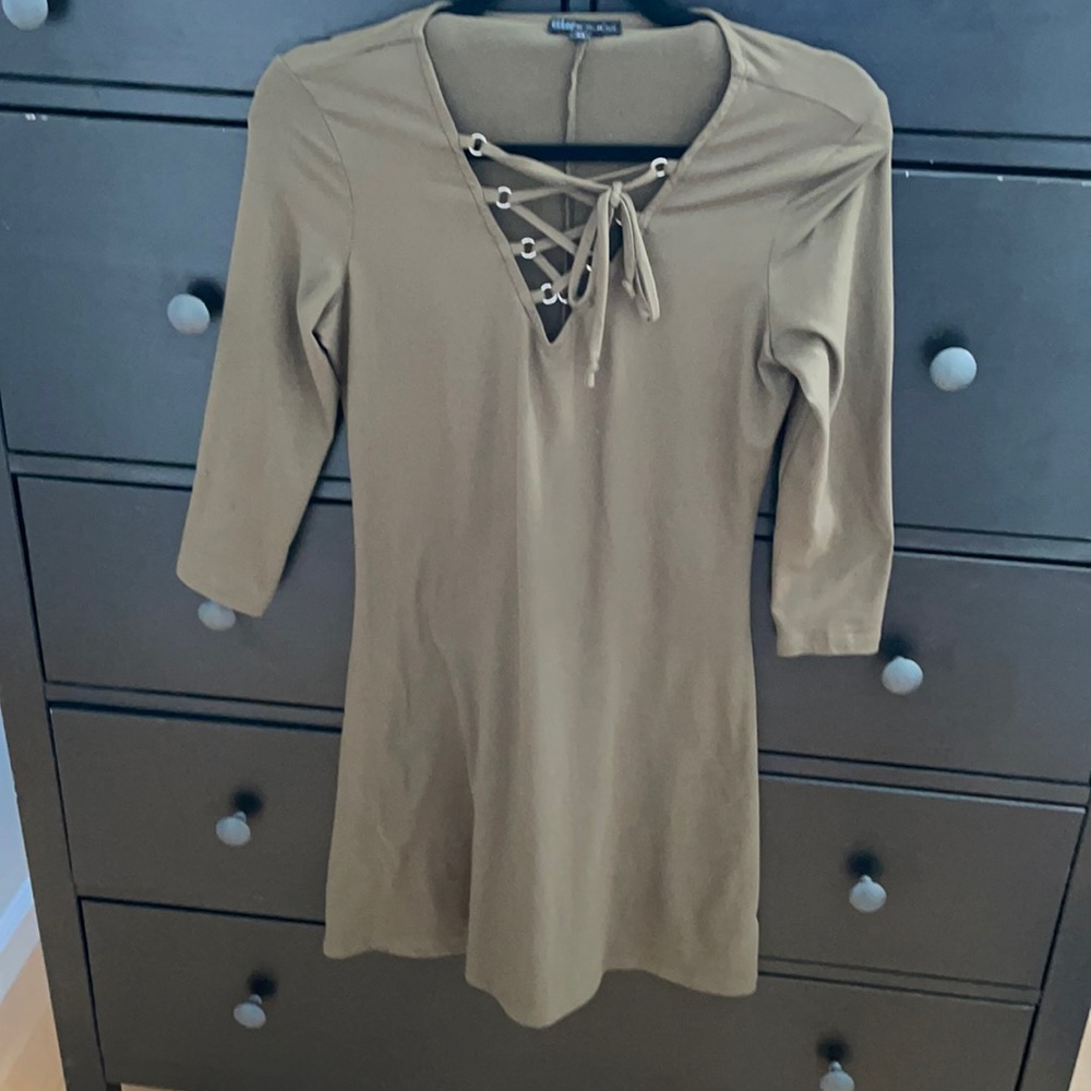 Army green dress with detail